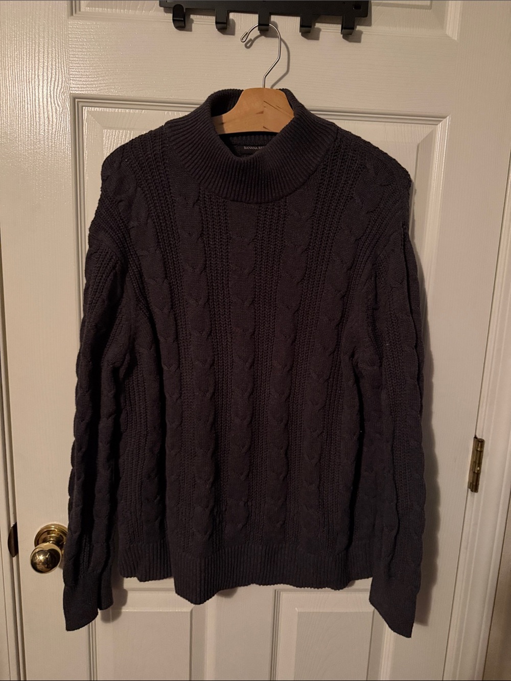 Women’s Cable Knit Mock Neck Sweater - Dark Gray